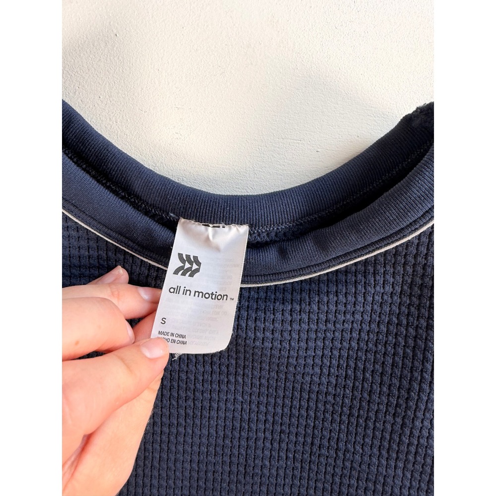 All In Motion Tank Top Women Small Navy Blue Y2K Waffle Knit Contrast Piping - Picture 3 of 6